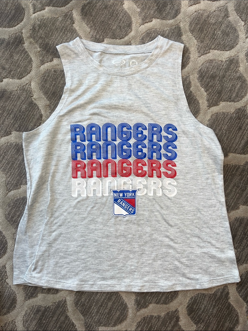 Gray Tank Top with Blue, Red & White Logo